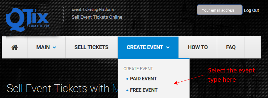 Select event type